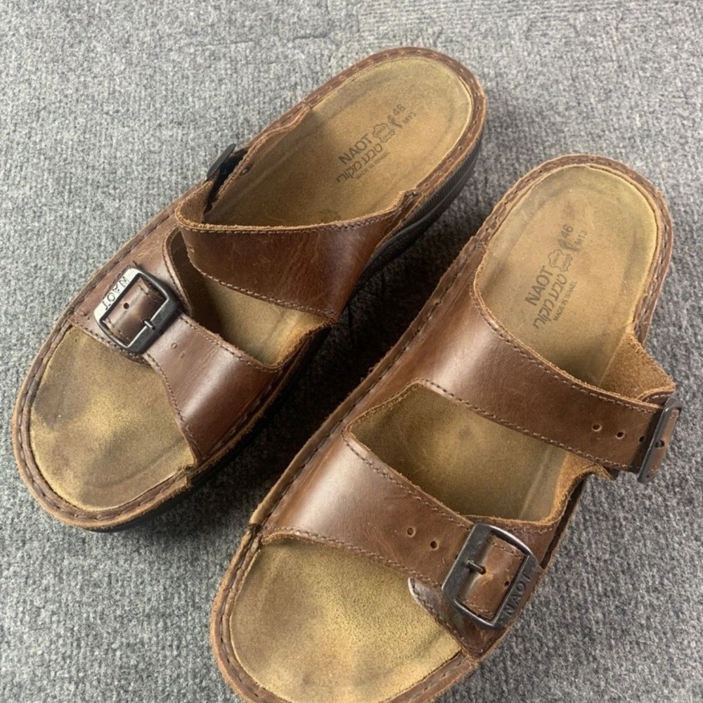 NAOT Mens Buffalo Leather Made In Israel Strap Sandals Size 13 Brown